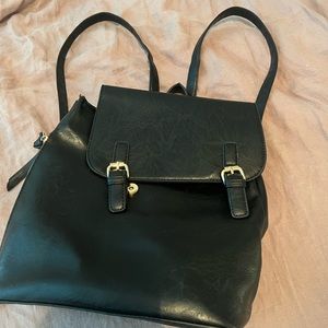 Black leather backpack